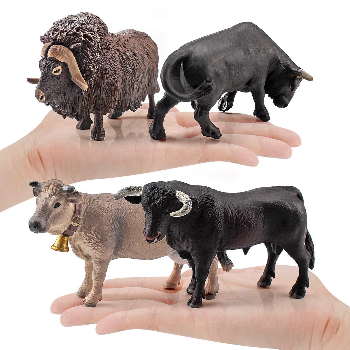 Comfortable Home Life Unisex Kids 4 Types Bull Buffalo Bison Model Simulation Cattle Animal Action Figure Figurine Educational Toys For Children Home Decor Gift
