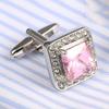 Business dress cufflinks, French shirt cuff buttons, high-quality pink crystal sleeve nails, foreign trade copper buttons 337