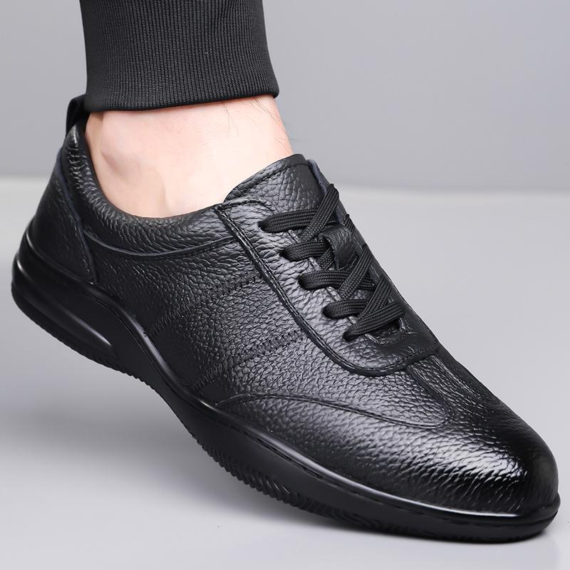 Fashion Men Business Office Luxury Brand Genuine Leather Casual Oxford Shoes Comfort Thick Soled Outdoor Non-slip Jogging Sneakers Shoes