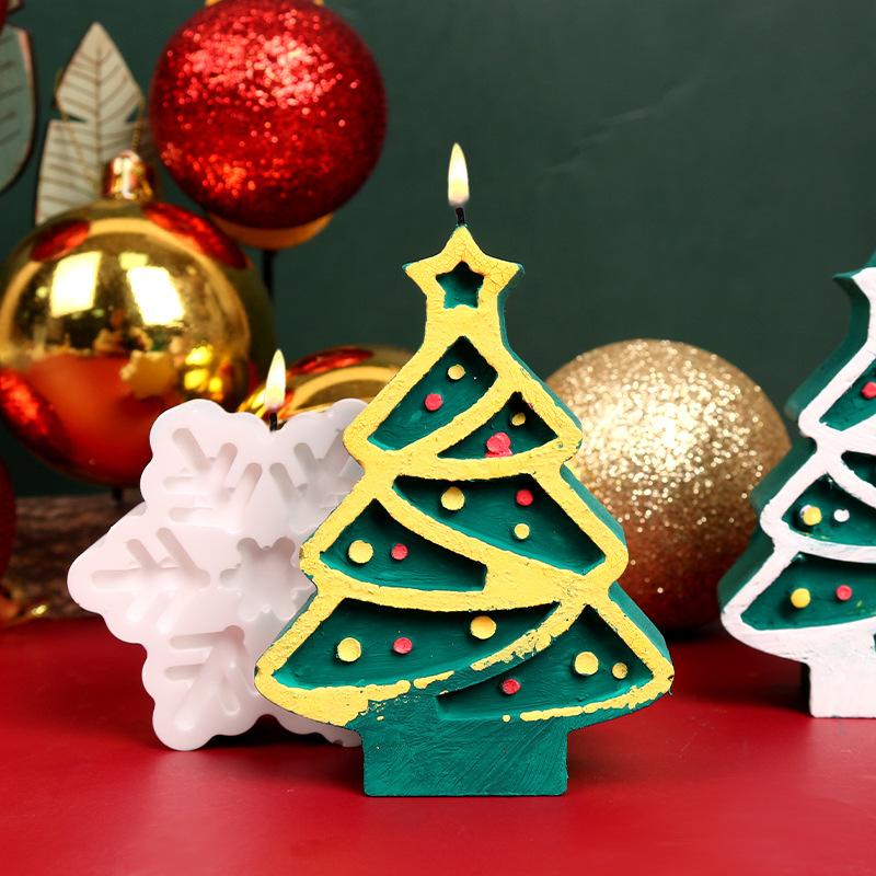 Beautiful Snowflake Silicone Candle Mold Multi Style Christmas Tree Gypsum Resin Soap Ice Chocolate Baking Mould Home Decor Gift
