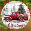 Hölzliches Weihnachtsschild mit klassischem rotem Pickup-Truck-Muster, warmes winterliches Weihnachtsornament zur Dekoration für Haustür/Wand, ideale Weihnachtsdekoration