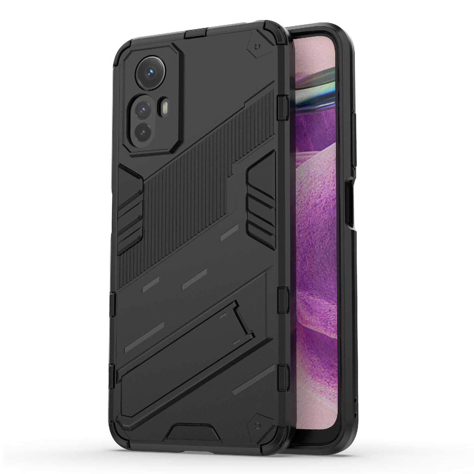 

For Xiaomi Redmi Note 12S 4G Kickstand Anti-drop Case PC+TPU Shockproof Phone Cover Black