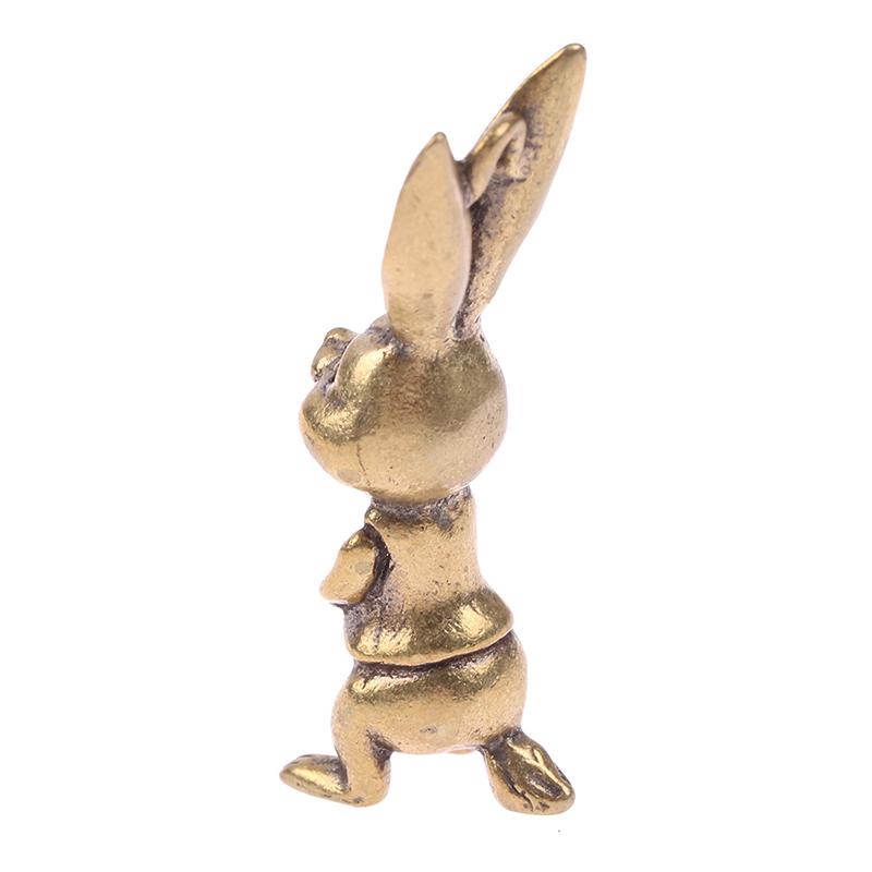 Vintage Brass Cute Rabbits Keychains Pendants Zodiac Animal Key Chains Hangings