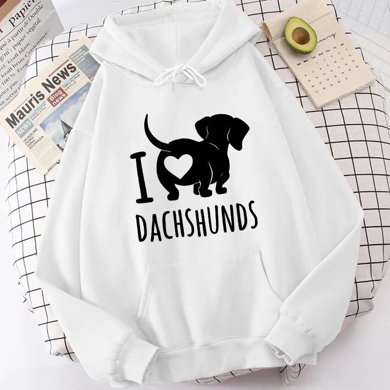 High Quality Hoodie New I Love Dachshund Print Hoodie Women Minimalist Daily Top Pullover Selection Fall Breathable Women Hoodie