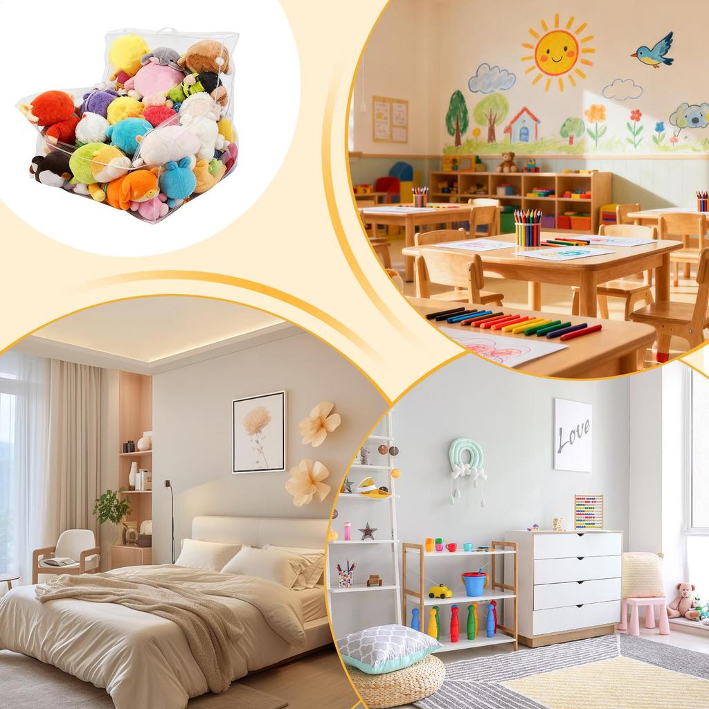 Bean Bag For Stuffed Animals Storage Clear Plush Toys Organizer Large Stuffed Animal Bean Bag Chair Cover For Bedroom Playroom