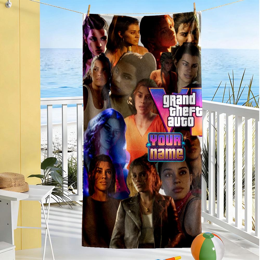 Grand Theft Auto Customize Your Name Beach Towel High Absorbency & Quick-Dry Perfect for Traveling Yoga Camping and Swimming