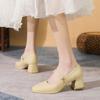 Fashion Work Mary Jane Shoes Women's Gentle Wind Light Mouth Medium High Heel Professional Single Shoes Women