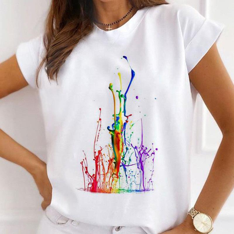 Explosive Sunflower Flower Base Casual White Shortsleeved Womens Tshirt Oversized T Shirt Harajuku Tops