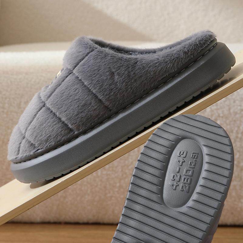 Plus Size Men's Cotton Slippers Winter Home EVA Thick Sole Warm Plush Slippers New Style
