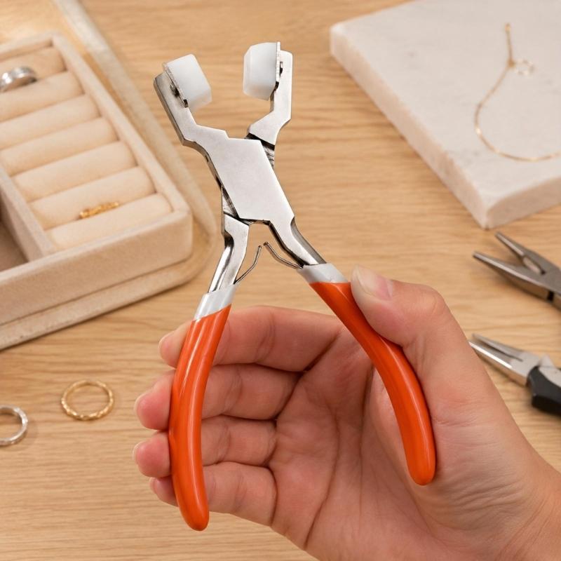 Jewelry Wire Shaping Pliers with Broad Smooth Covered Jaw, Covered Handle, and 5.91 in/15 Cm Length for Customizable Craft Work and Repairs