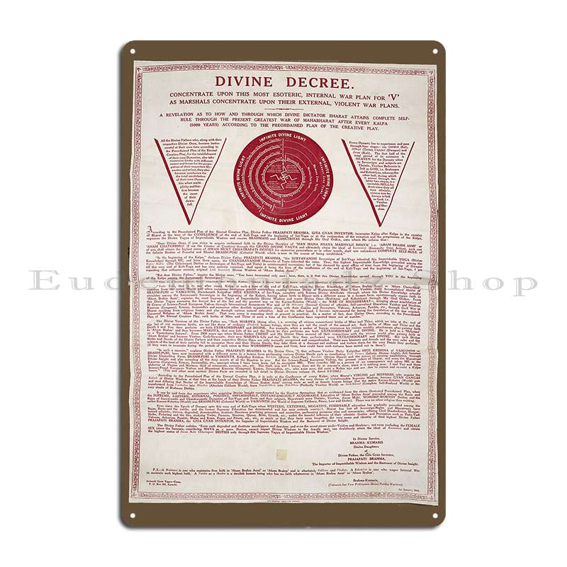 

Brahma Kumaris Original Divine Decree And The Cycle Metal Sign Designing Cinema Garage Bar Living Room Tin Sign Poster 20x30cm（7.8x11.8inch）