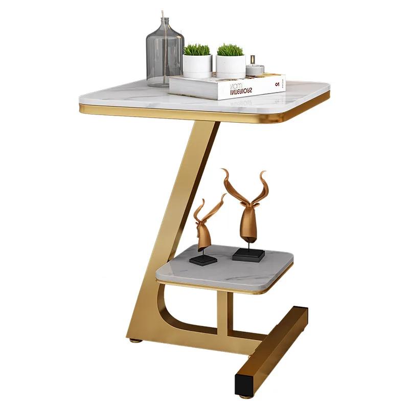 Rectangle Side Table Nordic Luxury Marble Coffee Table Wrought Iron Bedroom Home Living Room Sofa Creative Double Side Table