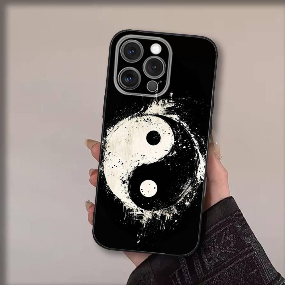 Koi Karpfen Fisch Yin Yang Handyhülle Für iPhone 17,16,15,14,13,12,11,Pro,Max,Plus,Air,X,XS,XR,SE,8,7,Mini,Weiche Schwarze Hülle