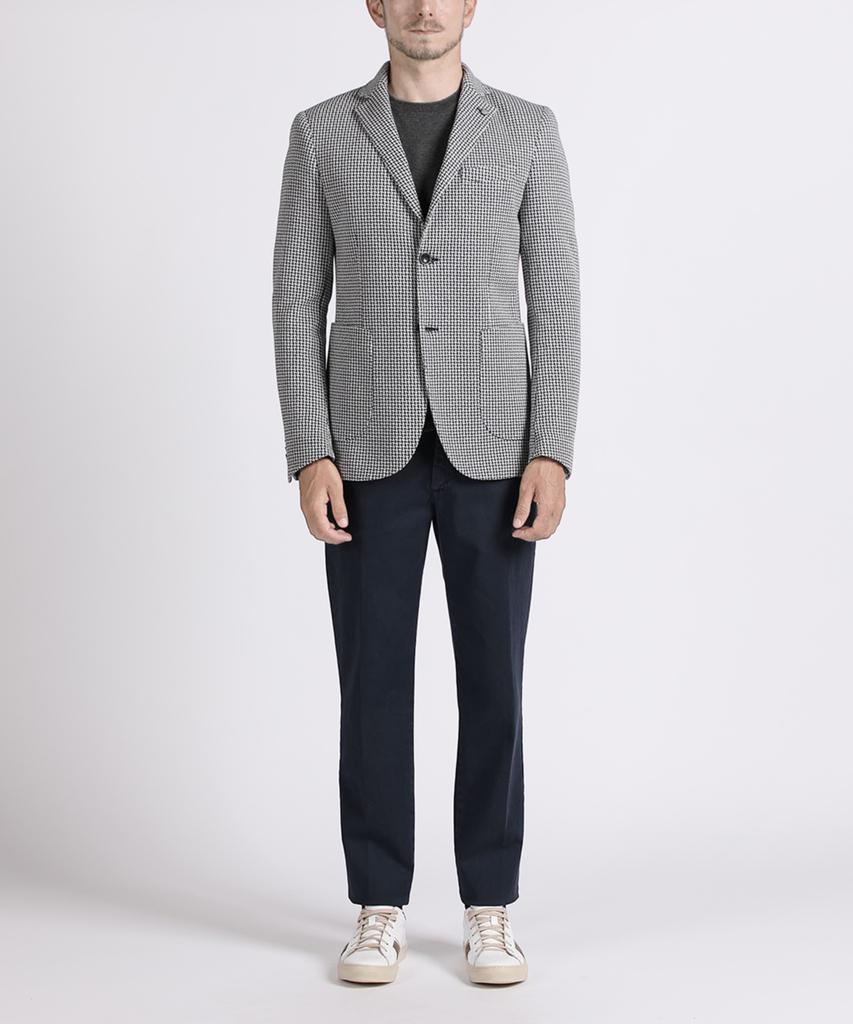 PANICALE Navy Slim Fit Dyed Cotton Pants