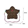 Rucksack in Sternform mit Leopardenmuster, verstellbarem Riemen, lässiger Schultertasche aus Nylon für Reisen, Shopping und Partys KTY