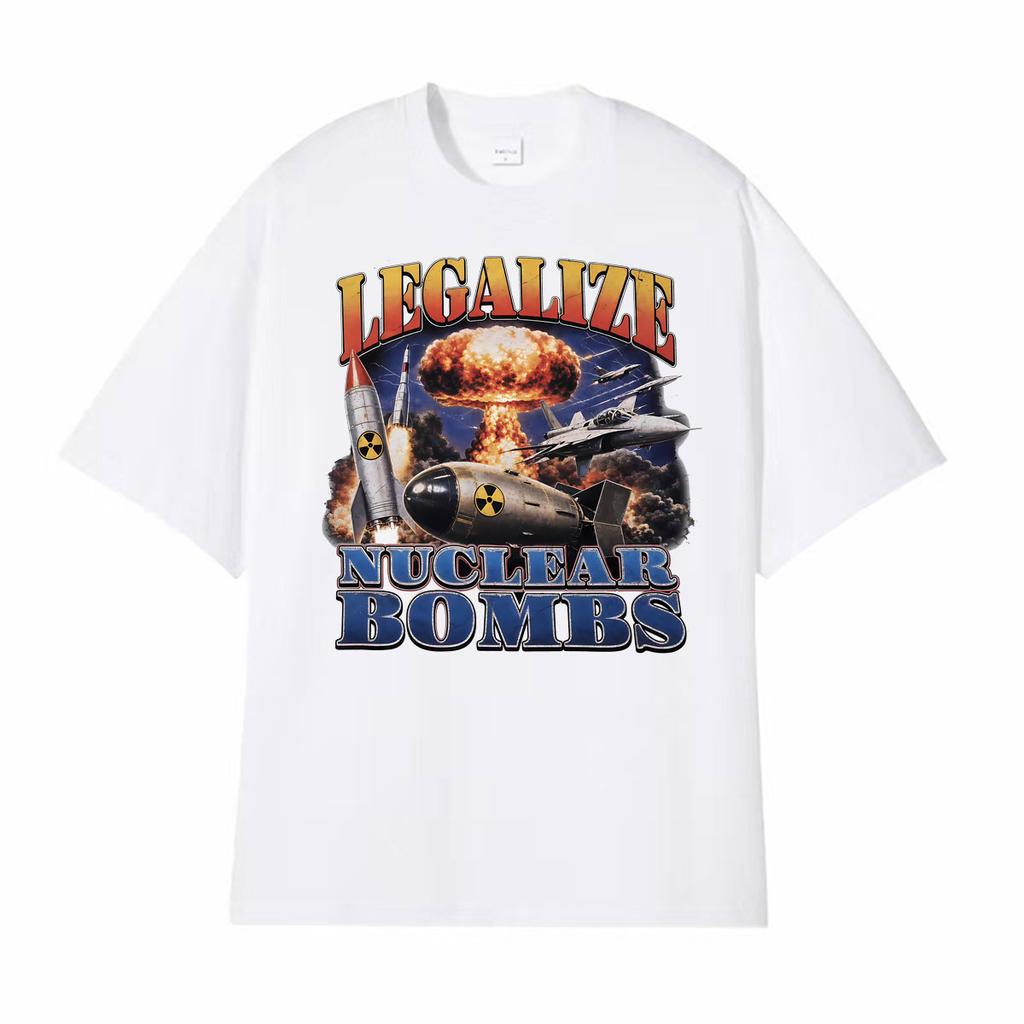 Bombs Funny Vintage Graphic T-shirts Men's Clothing Fashion T-shirt Oversized Cotton Short Sleeve T Shirts