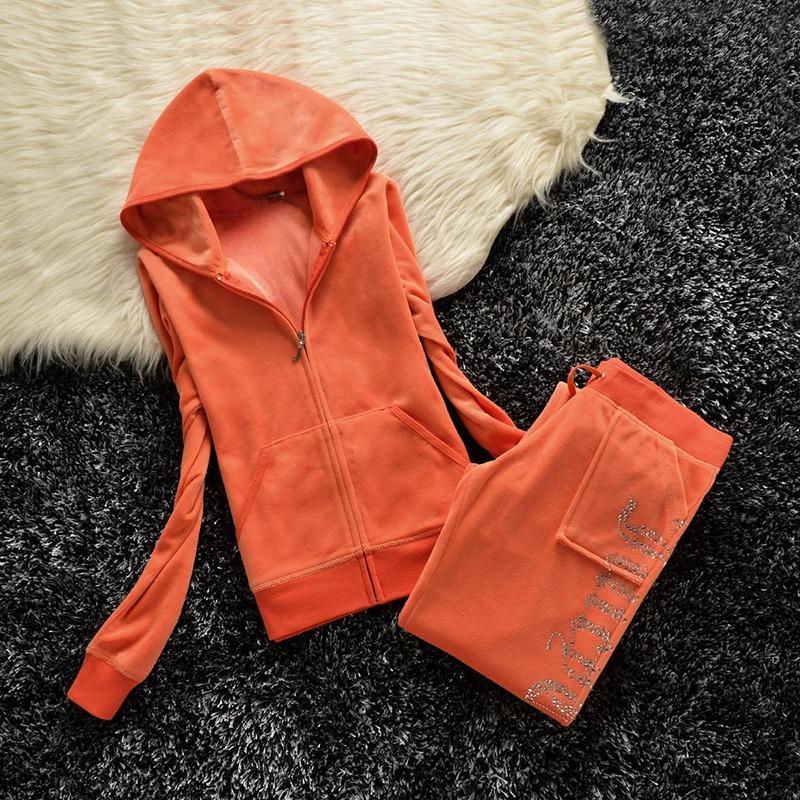 2 Pieces of Women's Outfit Fall Winter Women's Tracksuit Crystal Hoodies and Pant Sets Y2K Velvet Tracksuit