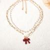 Korean version of simple, fashionable and fresh temperament double-layer stacked chain imitation pearl niche design necklace versatile daily