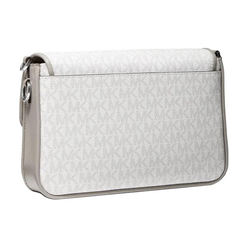 Michael Kors Classic Presbyopic Lock Flap Closure, Artificial Leather, Hand-held Crossbody Shoulder Bag, Medium Size, Women's Off-white