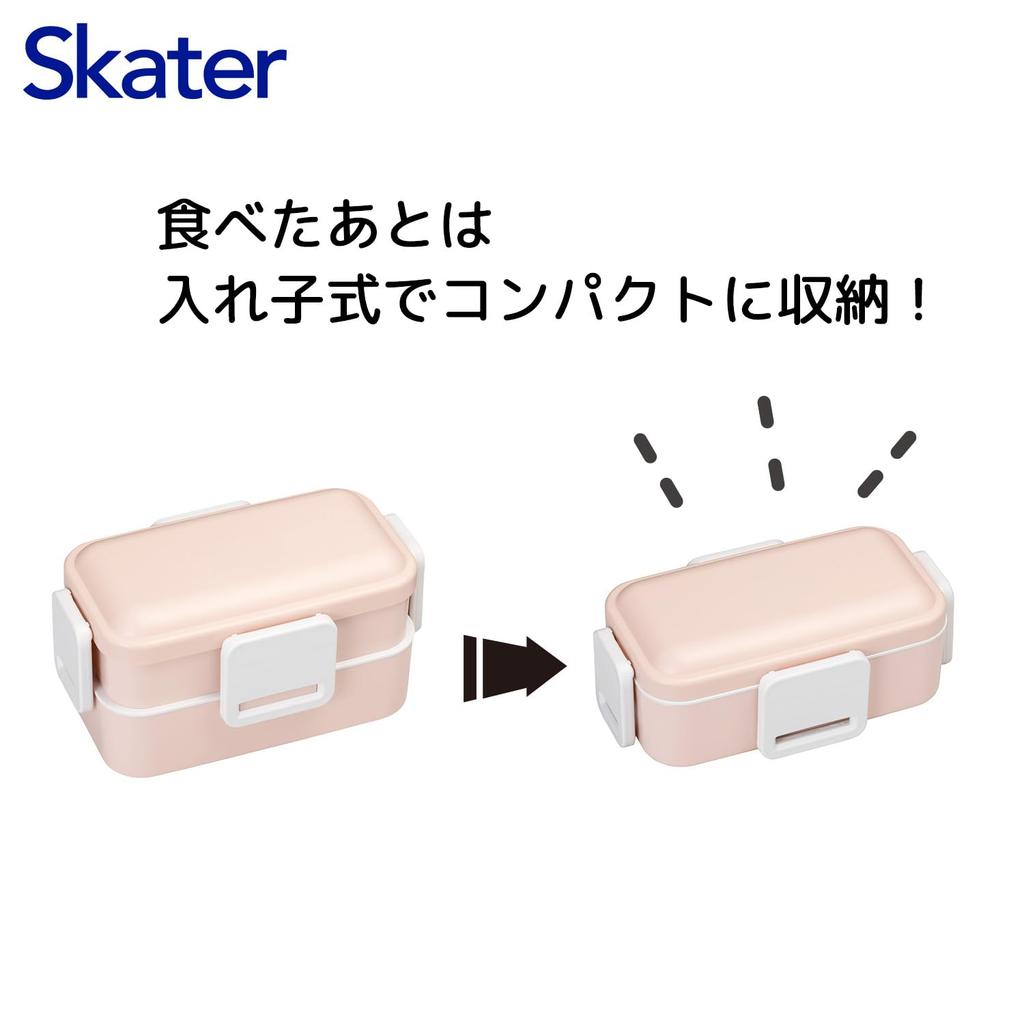 Skater Antibacterial Lunch Dull Made in Japan Soft-Serving Dome-Shaped Lid, Two-Tier Box, 600ml, Pink, (PFLW4AG-A)