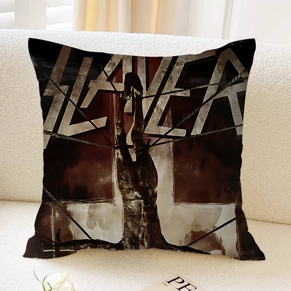 S-Slayer H-Heavy M-Metal Band 45*45cm Cushion Cover Pillow Cover Decor Pillowcase Home Pillowcase For Couch Pillow