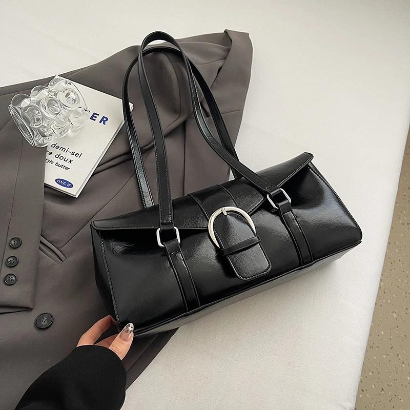 2026 Winter Belt Design Y2K Retro Design Small PU Leather Underarm Bag Women Fashion Handbags New Trend Shoulder Bag