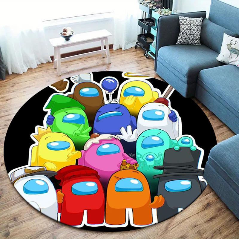 Tappeto Rotondo Among Us, Tappeto per Soggiorno Camera da Letto Divano Sala Giochi Decorazione, Tappetino Antiscivolo
