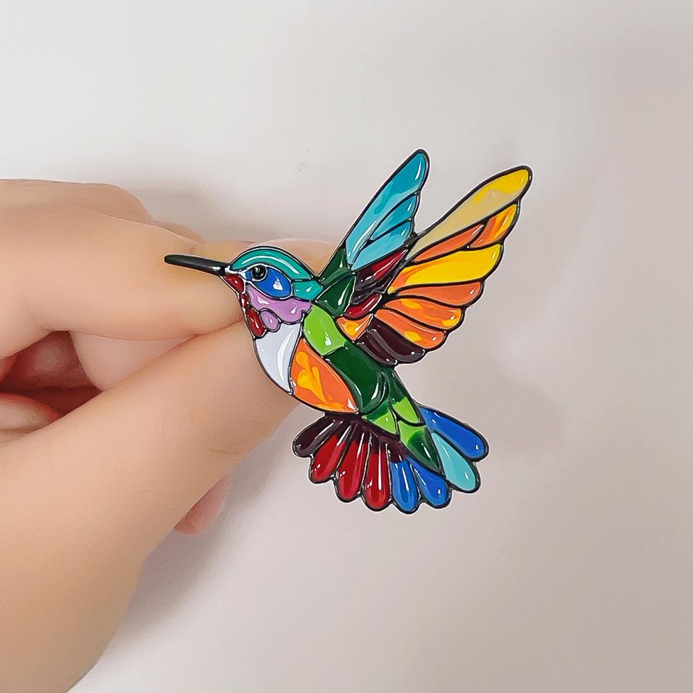 Colorful Dripping Hummingbird Christmas Decoration Brooch Clothing Matching Fashion Brooch 3CM*5CM