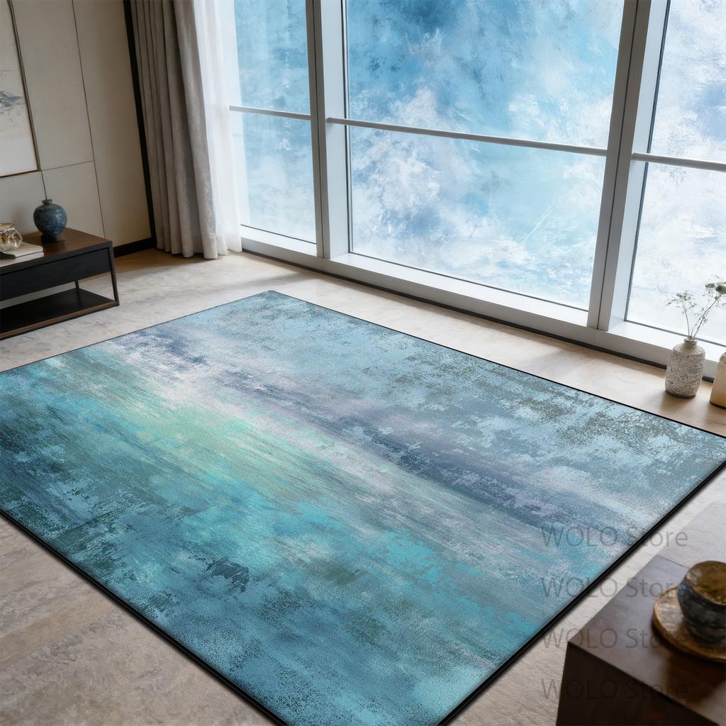 Vintage Blue abstract Carpet Luxury Living Room High-end washable Rug Bedroom Bed End Anti-slip Customizable Floor Mat Office