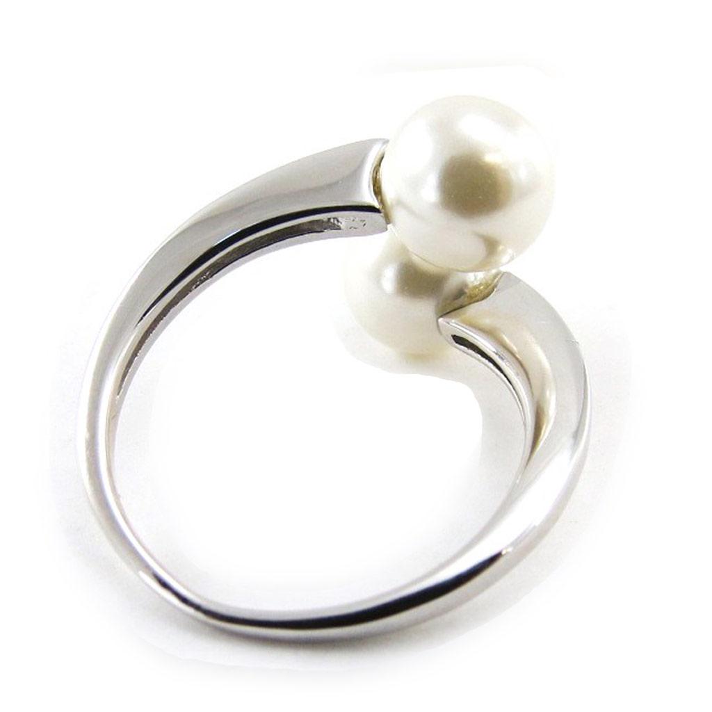 Silver Ring 'Perla' Silver Ivory White (rhodium) - 17x10 Mm