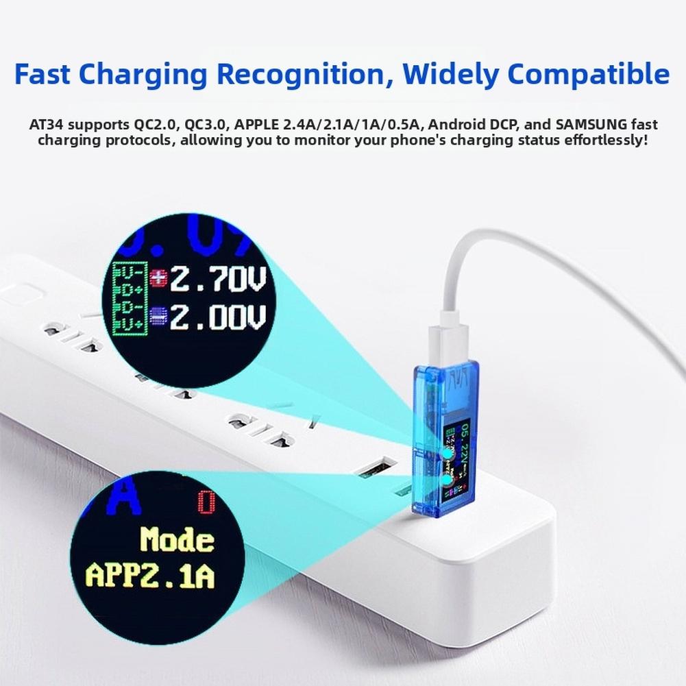 Compact USB Tester with Color Screen for Accurate Voltage Current Power Battery Capacity Measurement with Memory Function