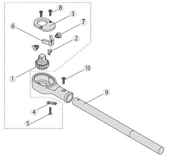 

TONE Ratchet Handle Repair Kit Drive Angle RK-471N 19.0mm (3/4 ) чорний