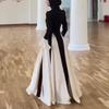 2025 Autumn Black and White Spliced Long Dress: Elegant, Sexy, and Dignified Women's Fashion for the Middle East