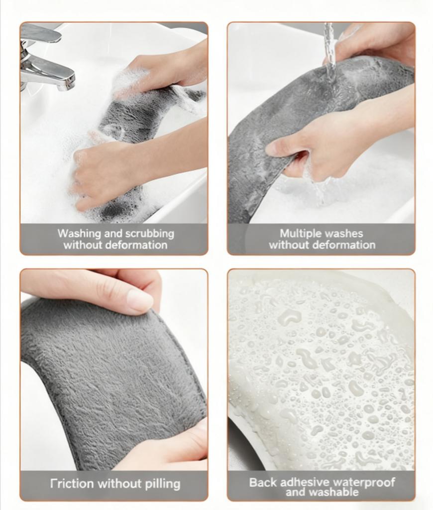 1Pair Washable & Reusable Thickened Toilet Seat Cushion Cover - Winter Soft Warm Bathroom Accessory