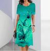 Elegant Women Summer Floral Print Beautiful Plus Size Midi Dress One-piece Female Dresses