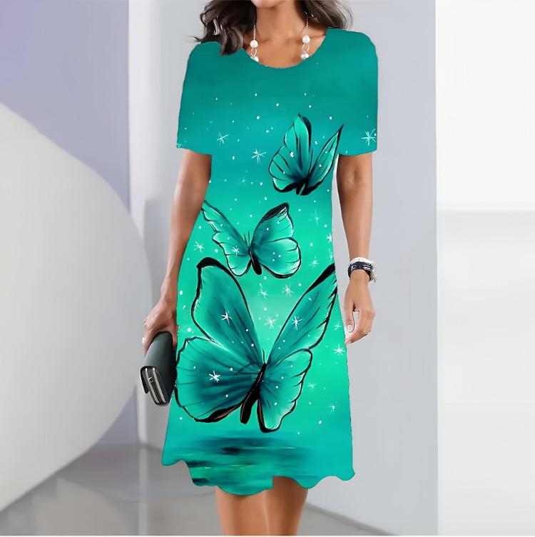 Elegant Women Summer Floral Print Beautiful Plus Size Midi Dress One-piece Female Dresses