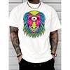 Men'S Casual Black T-Shirt Colorful One-Eyed Monster Graphic Street Style Fashion Adult Male Casual Wear