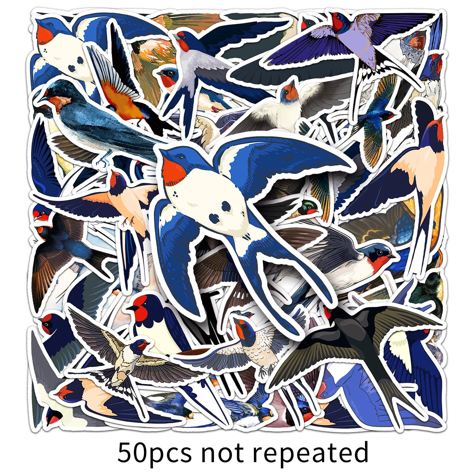 

50 Наклеек Граффити Ласточки Персонализированные Мультяшные Птицы Креативные Декоративные Наклейки для Чехла Мобильного Телефона, Водяной Чашки, Чемодана