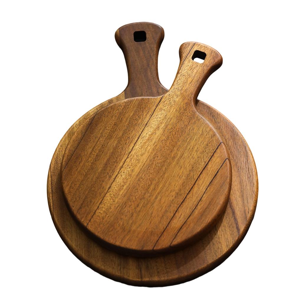 Round Pizza Pan Commercial Solid Wood Pizza Board Tray Wooden 9/10/12 Inch Steak Dinner Board Fruit Complementary Board