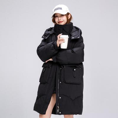 New Ladies Long Cotton-padded Jacket Plus Size Temperament Bread Clothing Loose Hooded Cotton Coat In Autumn and Winter.