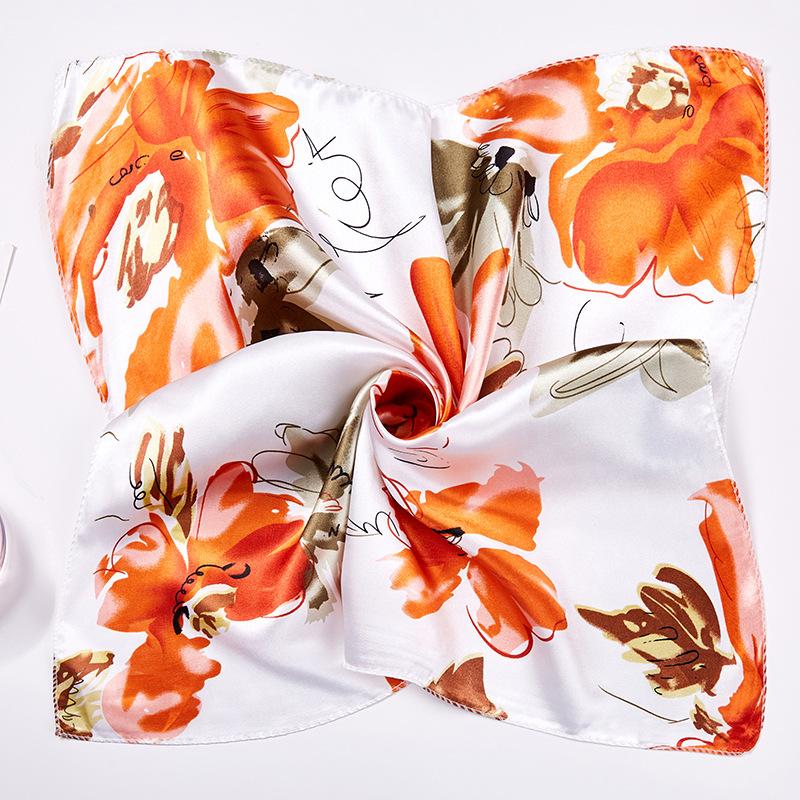 Light Luxury 50Cm Small Square Scarf Chain Printed Silk Scarf Women'S Thin Neck Protection Scarf Cheap Silk Scarf Gift