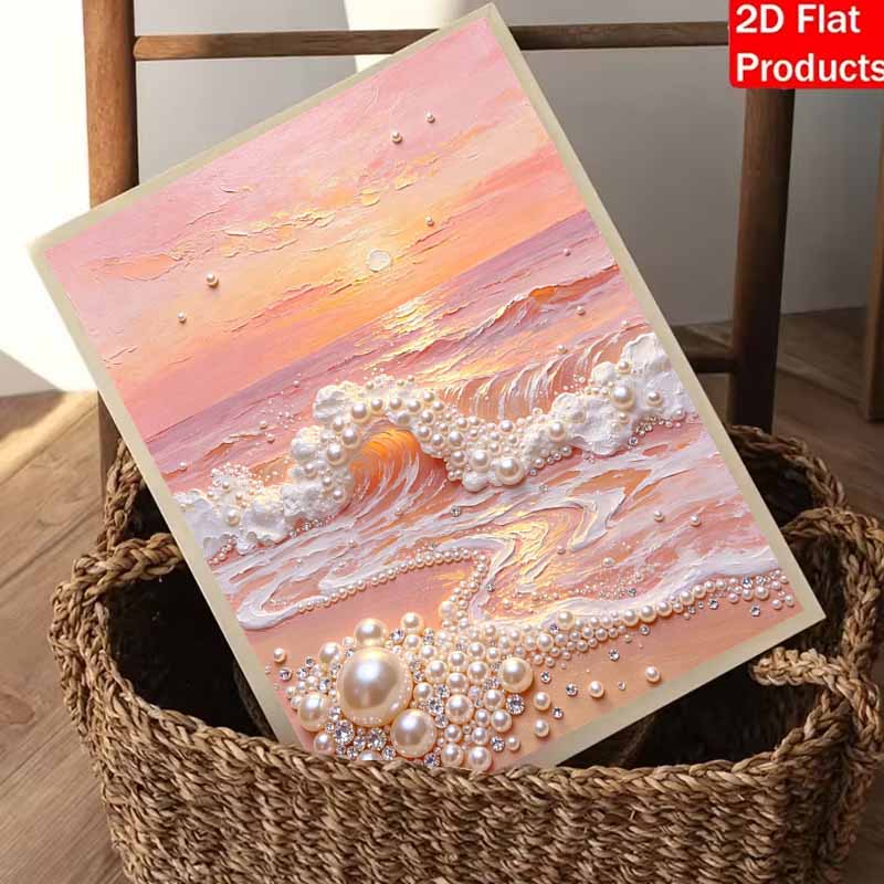 5D DIY Pearl Art Kit Sunset Ocean Waves Decor Home Wall Decoration