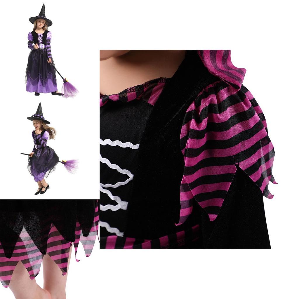 Exquisite Children's Halloween Witch Costume With Silky Fabric And Intricate Details