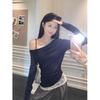 Oblique Shoulder Sexy Long-Sleeve T-Shirt - Early Autumn Slim Fit