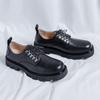 Fashion New Men Leather Platform Oxfords Lace-up Thick Male Business Derby Shoes Casual Buckle Loafers Mens Square Toe Formal Dress Shoe