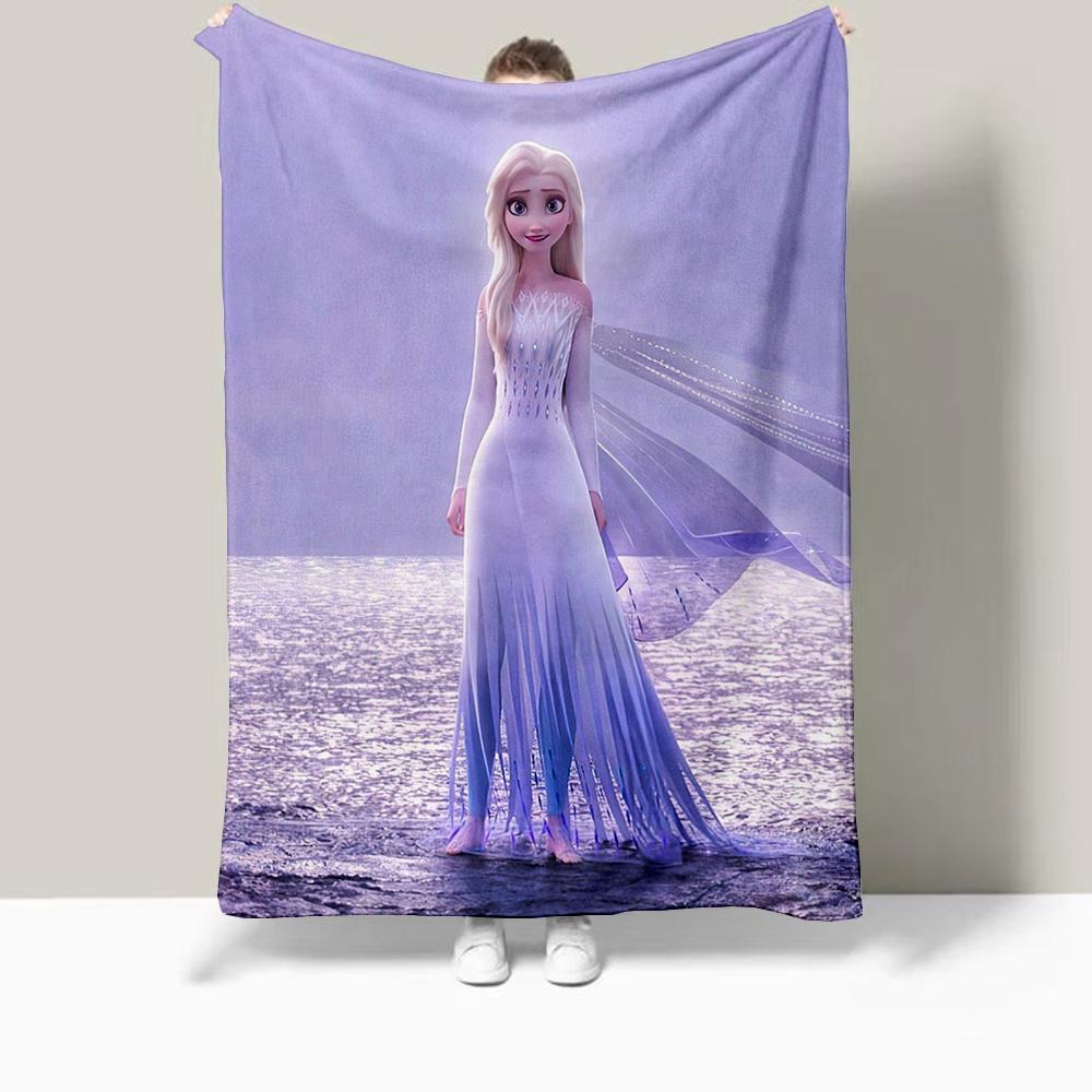 Frozen Elsa Cartoon Printed Blanket Oversized Bedding Sofa Soft Travel Warm Flannel Bedroom Blanket Children Girls Gift