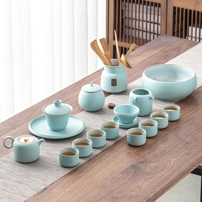 Complete set of ceramic Kung Fu tea sets, large set for home use, gifts for people, leaders, business, cultural and creative high-end gifts