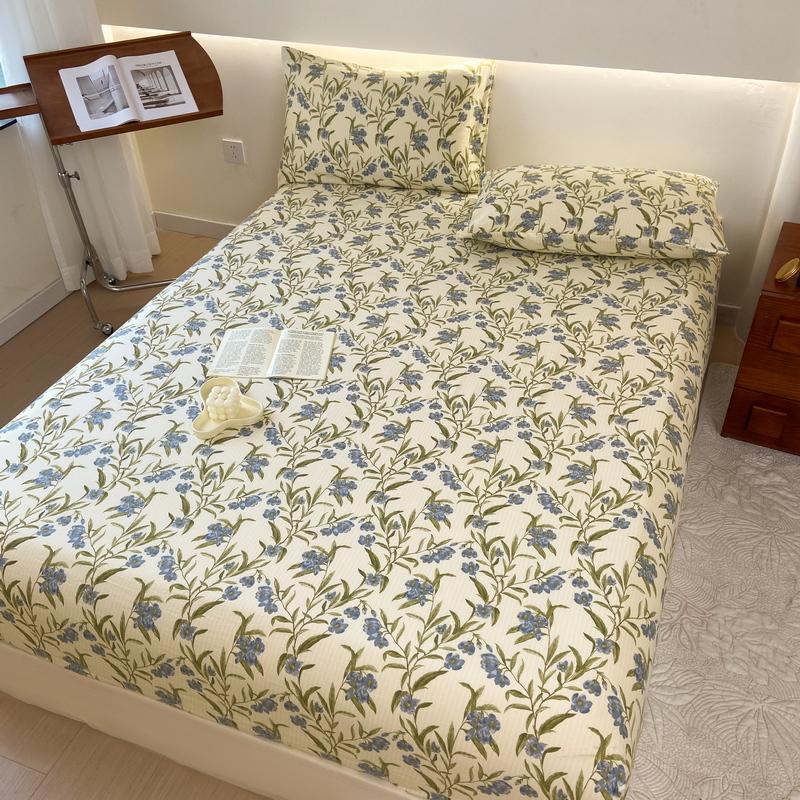 1 Stück Spannbettlaken Bedruckter Bettbezug Elastische Bettlaken für Zuhause Matratzenschoner Floraler Stil Bettwäsche (Kein Kissenbezug)