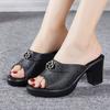 Fashion GKTINOO Summer Women‘s Slippers Sandals 2025 High Heel 5cm Fashion Platform Genuine Leather Slides Ladies Shoes Non-slip Casual