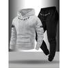 Street Wear Men's Letter Pattern Print, Drawstring Pocket Hoodie and Sports Drawstring Pants Matching Set , Full of Youthful Atmosphere